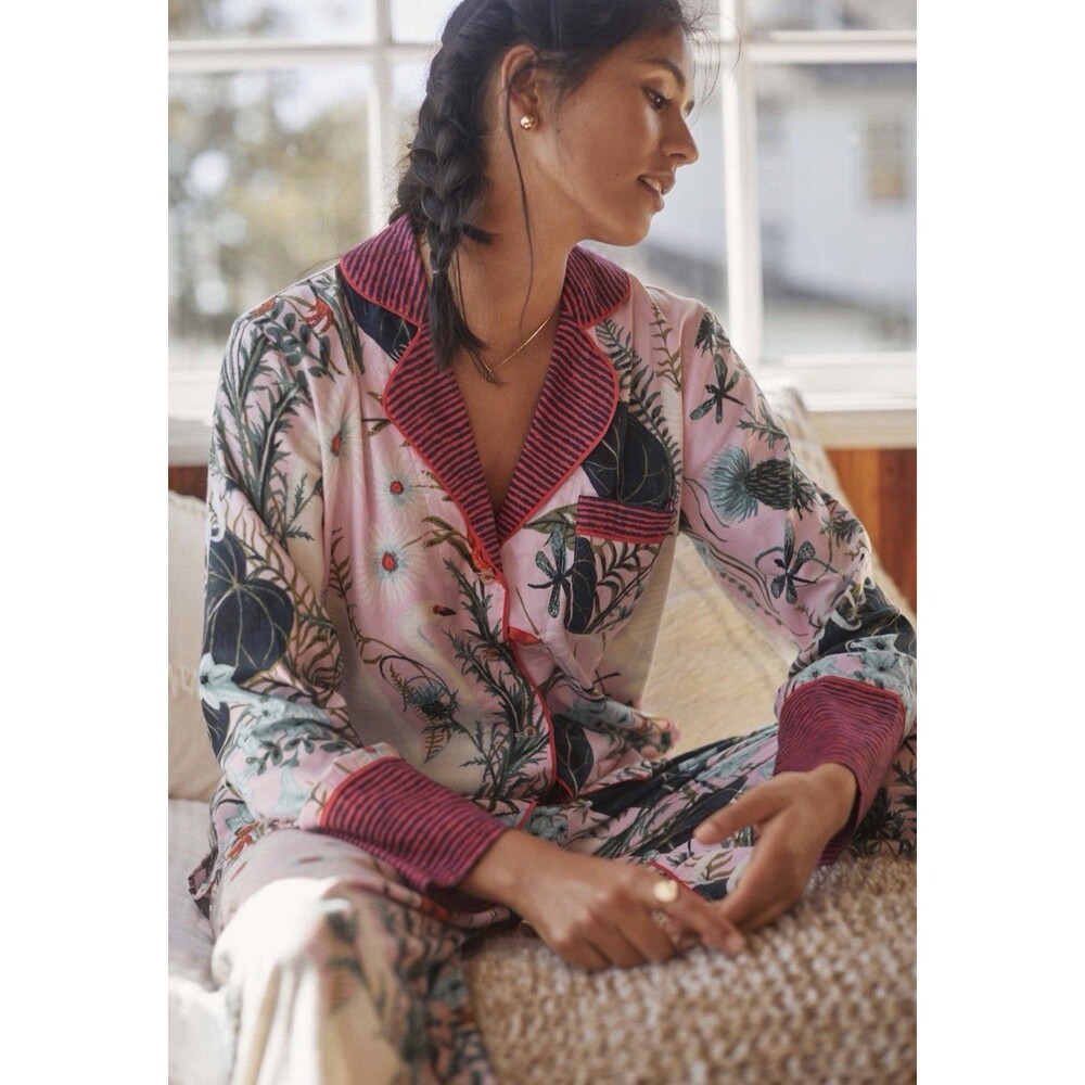 Anthropologie Kelly Louise Judd Botanical Flannel Pajama Top Size XS
